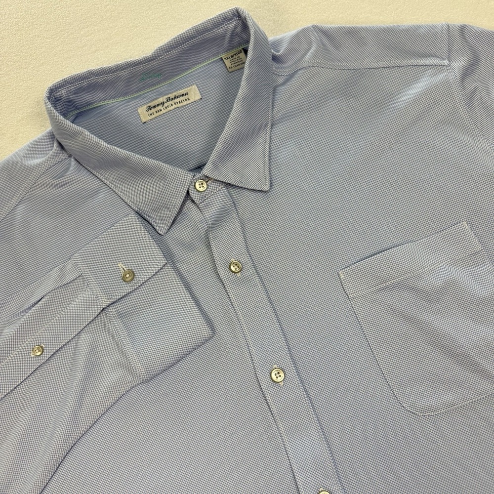 Tommy Bahama San Lucio Stretch Shirt 3XLB Blue IslandZone Long Sleeve Button Up